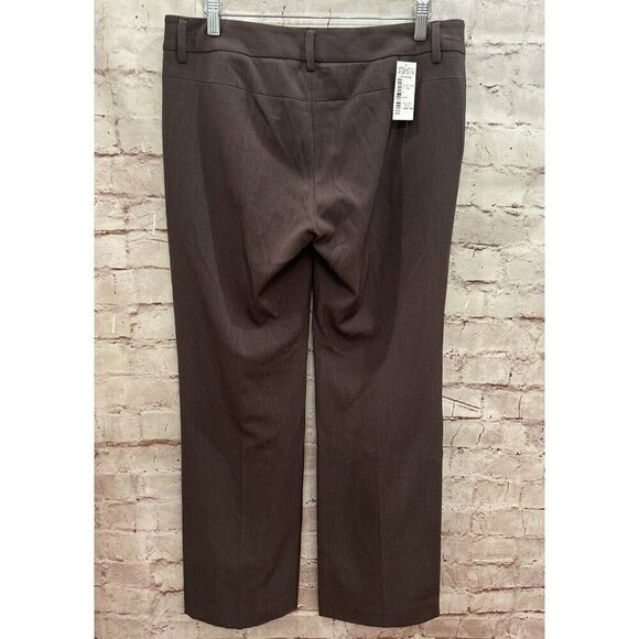 EDDIE BAUER Petite 8P Shaw Fit Trouser Pant Flat Front Stretch Brown Heather NEW - Picture 3 of 5